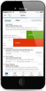 iOS device running Outlook and Exchange