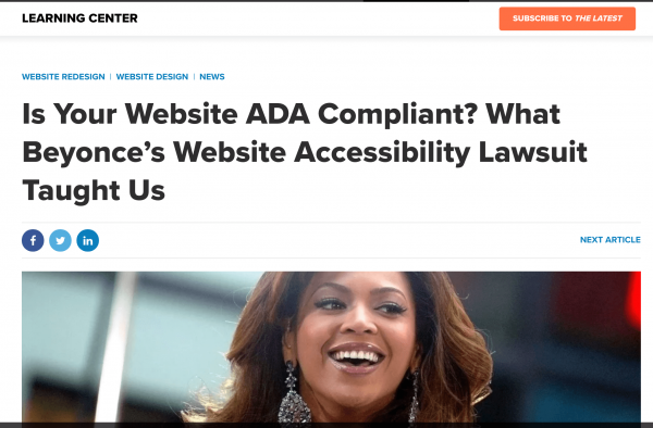 Beyonce sued over website accessibility issues